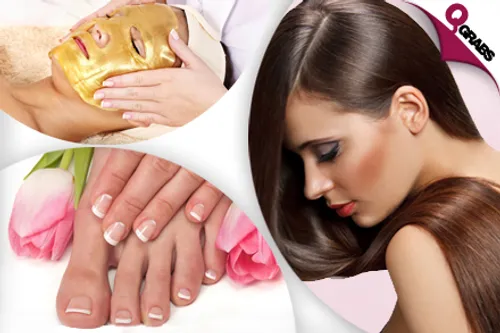 For QR79 Get a Deluxe Mani & Pedi with Spa OR for QR689 get a Keratin Cure Gold & Honey Biological Brazilian Keratin Treatment & Gold Crystal Collagen Facial Mask! (QR190/QR2800 Value)